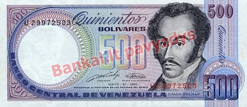500 Bolivarų banknoto priekinė pusė