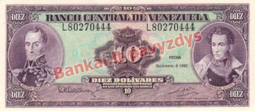 10 Bolivarų banknoto priekinė pusė