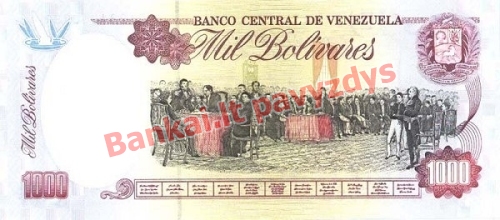 1000 Bolivarų banknoto galinė pusė