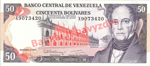 50 Bolivarų banknoto priekinė pusė
