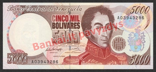 5000 Bolivarų banknoto priekinė pusė