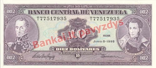 10 Bolivarų banknoto priekinė pusė