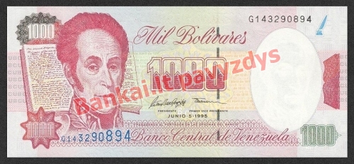 1000 Bolivarų banknoto priekinė pusė