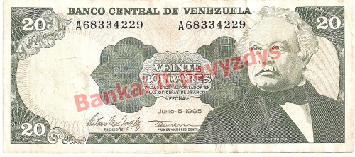 20 Bolivarų banknoto priekinė pusė