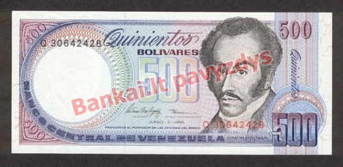 500 Bolivarų banknoto priekinė pusė
