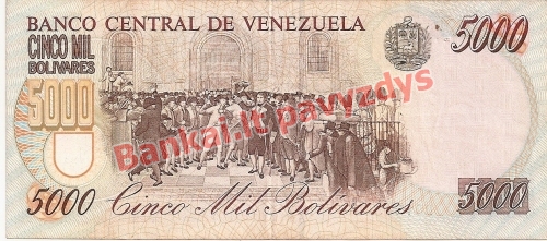 5000 Bolivarų banknoto galinė pusė