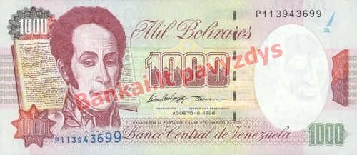 1000 Bolivarų banknoto priekinė pusė