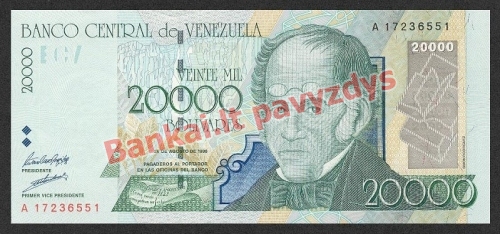 20000 Bolivarų banknoto priekinė pusė