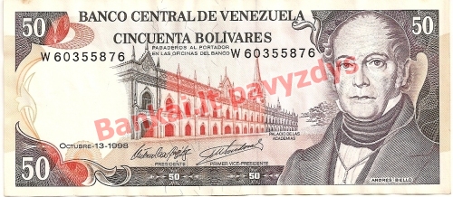 50 Bolivarų banknoto priekinė pusė