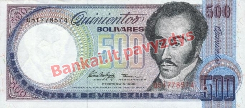 500 Bolivarų banknoto priekinė pusė