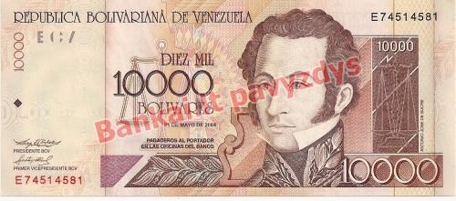 10000 Bolivarų banknoto priekinė pusė