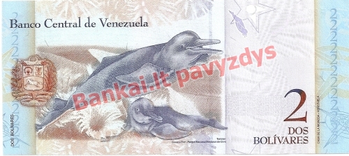 2 Bolivarų banknoto galinė pusė