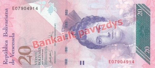 20 Bolivarų banknoto priekinė pusė