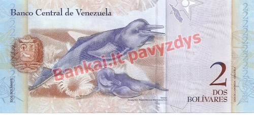 2 Bolivarų banknoto galinė pusė