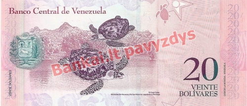 20 Bolivarų banknoto galinė pusė