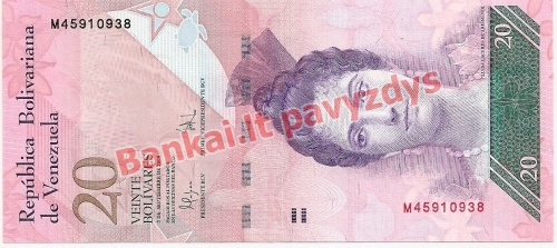20 Bolivarų banknoto priekinė pusė