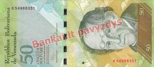 50 Bolivarų banknoto priekinė pusė