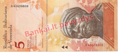 5 Bolivarų banknoto priekinė pusė