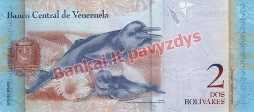 2 Bolivarų banknoto galinė pusė