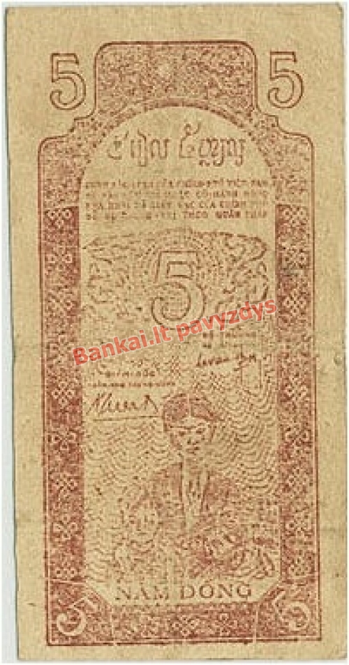 5 Dongų banknoto galinė pusė