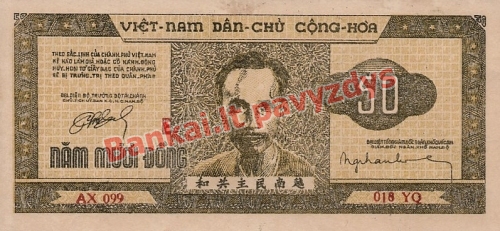 50 Dongų banknoto priekinė pusė