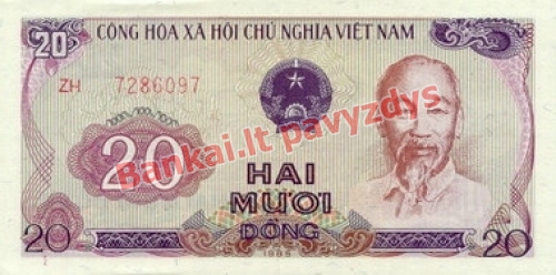 20 Dongų banknoto priekinė pusė