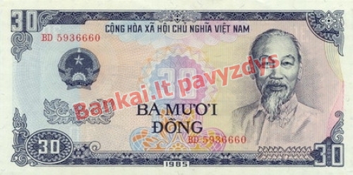 30 Dongų banknoto priekinė pusė
