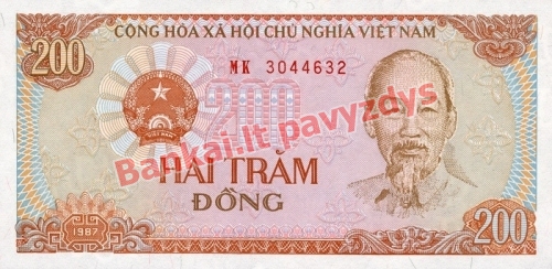 200 Dongų banknoto priekinė pusė
