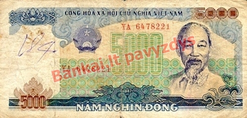 5000 Dongų banknoto priekinė pusė