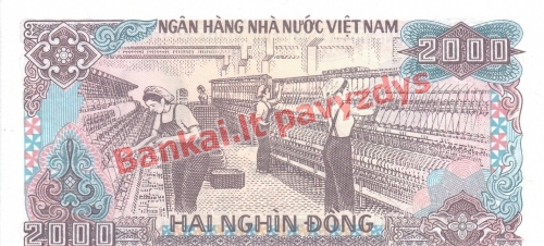 2000 Dongų banknoto galinė pusė