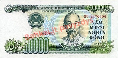 50000 Dongų banknoto priekinė pusė