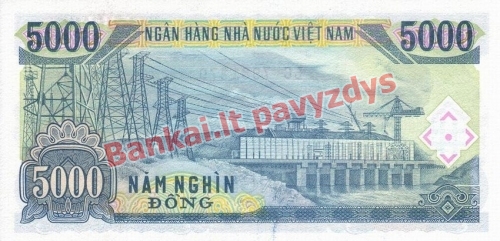 5000 Dongų banknoto galinė pusė