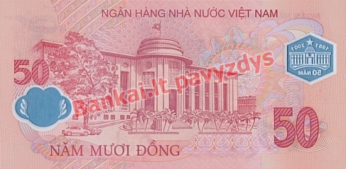 50 Dongų banknoto galinė pusė