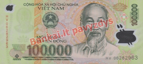 100000 Dongų banknoto priekinė pusė