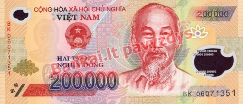 200000 Dongų banknoto priekinė pusė