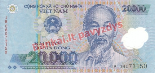 20000 Dongų banknoto priekinė pusė