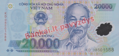 20000 Dongų banknoto priekinė pusė
