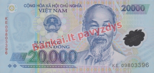 20000 Dongų banknoto priekinė pusė