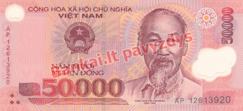 50000 Dongų banknoto priekinė pusė