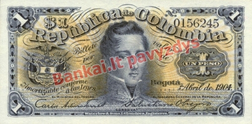 1 Peso banknoto priekinė pusė