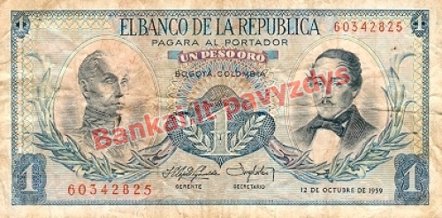 1 Peso banknoto priekinė pusė