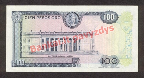 100 Pesos  banknoto galinė pusė