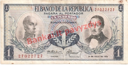 1 Peso banknoto priekinė pusė