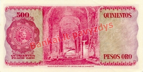 500 Pesos  banknoto galinė pusė