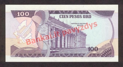 100 Pesos  banknoto galinė pusė