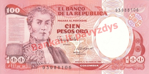 100 Pesų banknoto priekinė pusė