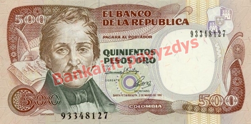500 Pesos  banknoto priekinė pusė