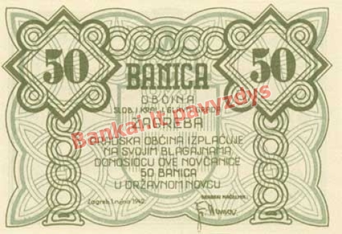 50 Banikų banknoto priekinė pusė