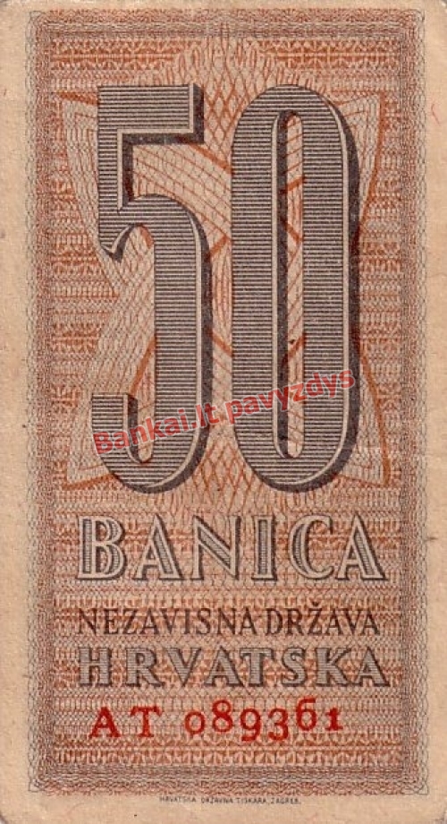 50 Banikų banknoto galinė pusė