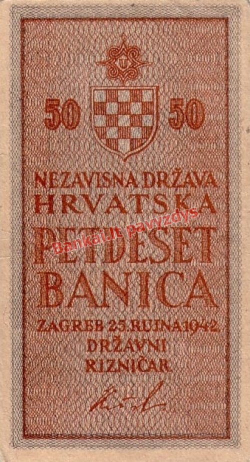 50 Banikų banknoto priekinė pusė